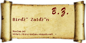 Biró Zalán névjegykártya